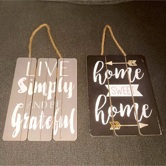 Other - Set of 2 Rustic Wood Hanging Plaques "Live Simply" & "Home Sweet Home" box 2